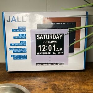 Multi-Language Digital Calendar Clock - Black and White